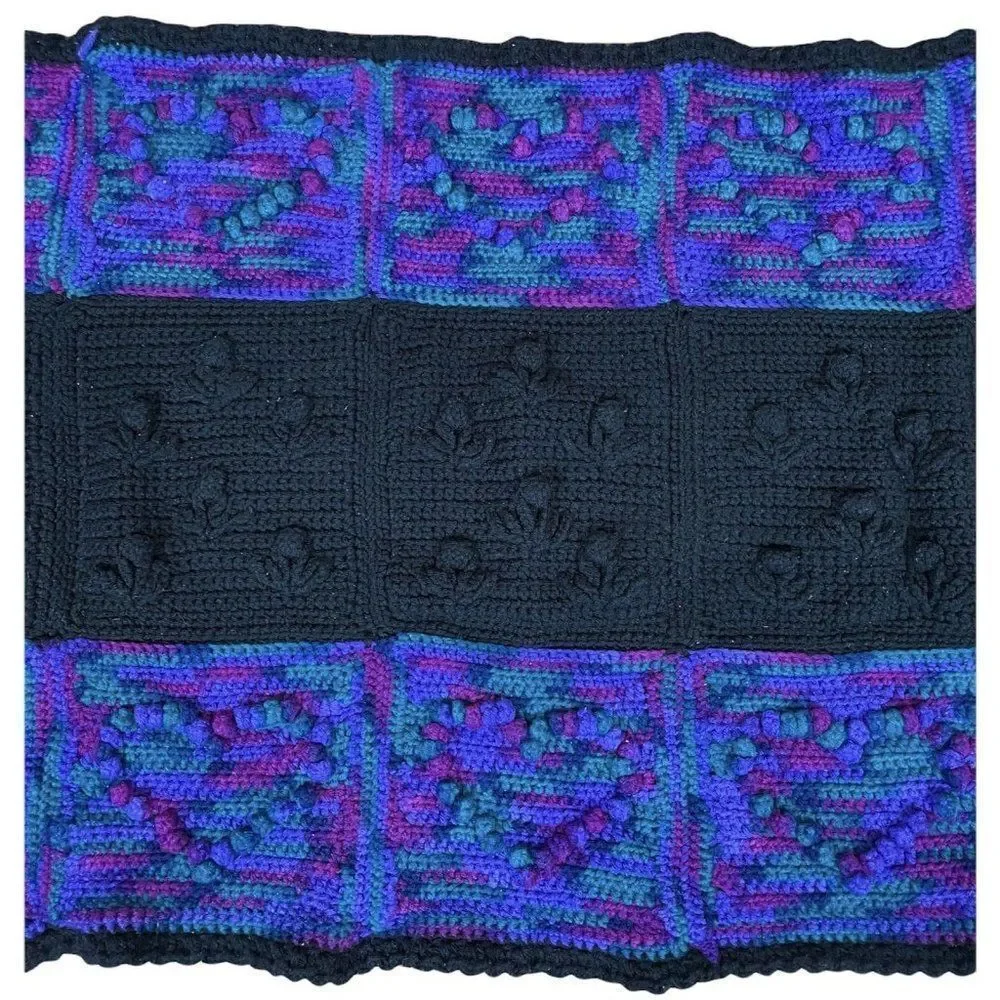 Vtg 90s Nevada Women's Correctional Lap Afghan Blanket 3D Flowers Hearts 45x26